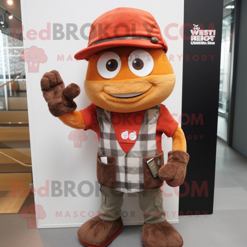 Rust Pendant mascot costume character dressed with a Waistcoat and Beanies Rust Pendant mascot costume character dressed with a Waistcoat and Beanies