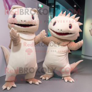 Beige Axolotls mascotte...