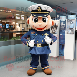 Peach Navy Soldier mascot costume character dressed with a Blouse and Bracelets
