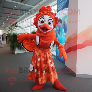 Röd clownfisk maskot kostym...