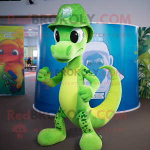 Lime Green Seahorse maskot...