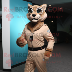 Tan Lynx maskot kostym...