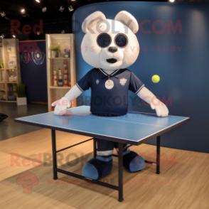 Navy Ping Pong Table mascot costume character dressed with a Henley Tee and Shoe laces