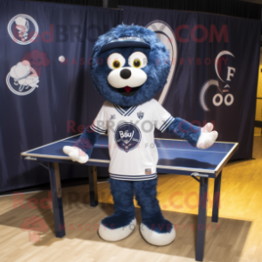 Navy Ping Pong Table mascot costume character dressed with a Henley Tee and Shoe laces