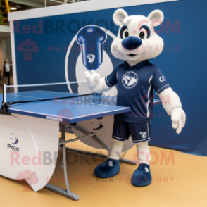 Navy Ping Pong Table mascot costume character dressed with a Henley Tee and Shoe laces