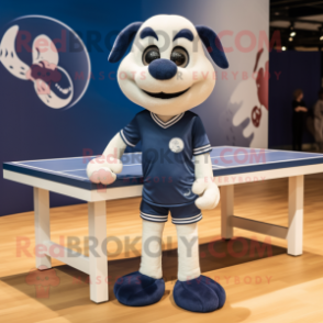 Navy Ping Pong Table mascot costume character dressed with a Henley Tee and Shoe laces