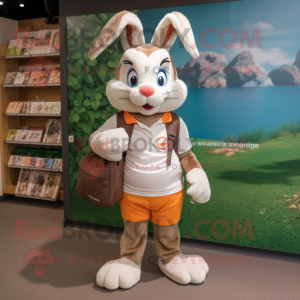nan Wild Rabbit mascot costume character dressed with a Running Shorts and Tote bags