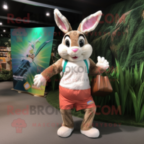 nan Wild Rabbit mascot costume character dressed with a Running Shorts and Tote bags