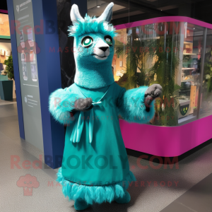 Blågrøn lama maskot kostume...