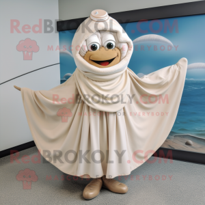 Beige Clam Chowder mascot costume character dressed with a Wrap Skirt and Anklets