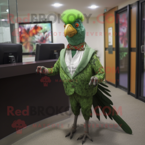Green Pheasant mascot costume character dressed with a Trousers and Ties