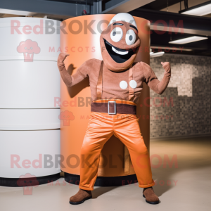 Rust Contortionist mascot costume character dressed with a Tank Top and Berets