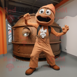 Rust Contortionist mascot costume character dressed with a Tank Top and Berets