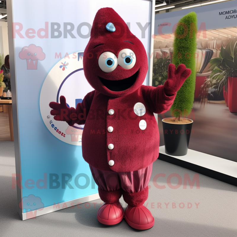 Maroon Aglet mascot costume character dressed with a Cardigan and Cufflinks