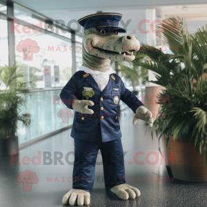 Navy Crocodile maskot drakt...