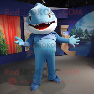 Blue Shark maskot kostume...