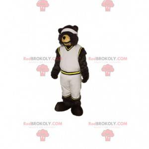 Orso mascotte in abbigliamento sportivo bianco. Costume da orso