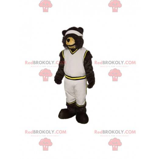 Bear maskot i hvidt sportstøj. Bear kostume - Redbrokoly.com