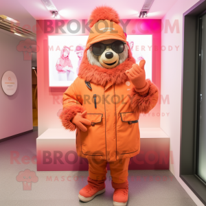 Pink Orange maskot kostume...