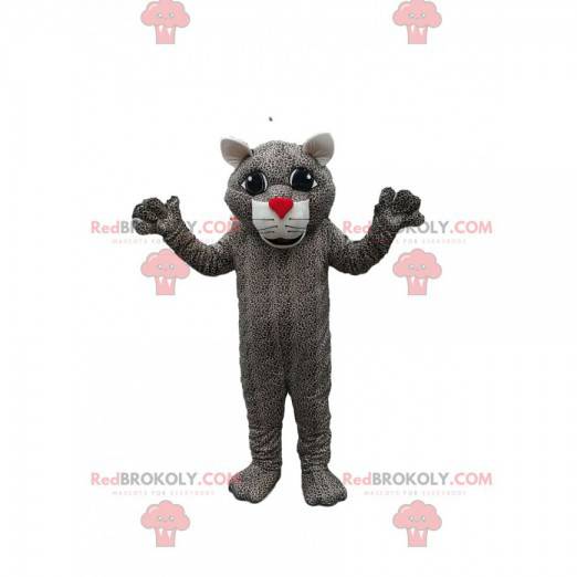 Leopard mascot with a red muzzle. Leopard costume. -