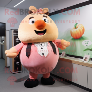 Peach Sow mascot costume character dressed with a Bodysuit and Ties
