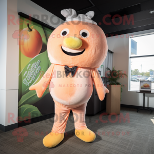 Peach Sow mascot costume character dressed with a Bodysuit and Ties