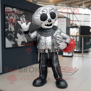 Silver Mime maskot kostym...