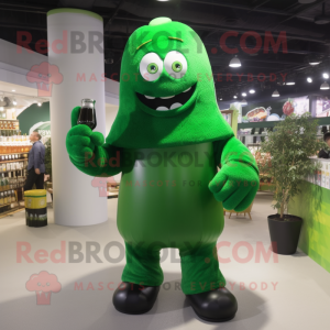 Forest Green Green Beer mascot costume character dressed with a Bodysuit and Mittens