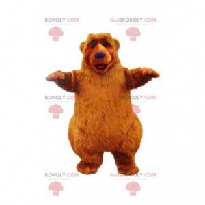 Mascotte d'ours brun super heureux. Costume d'ours -
