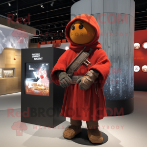 Rust Samurai mascot costume character dressed with a Hoodie and Watches