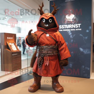 Rust Samurai mascot costume character dressed with a Hoodie and Watches
