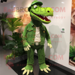 nan Crocodile mascot costume character dressed with a Bootcut Jeans and Hair clips