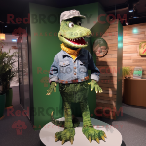 nan Crocodile mascot costume character dressed with a Bootcut Jeans and Hair clips