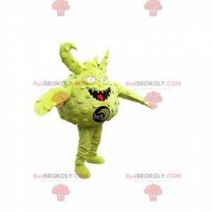 Mascot pequeño monstruo redondo y verde. Disfraz de monstruo -