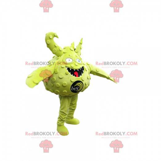 Mascot lite rundt og grønt monster. Monster kostyme -