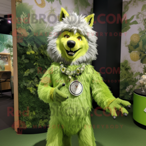 Lime Green Say Wolf maskot...