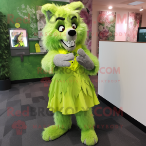 Lime Green Say Wolf maskot...