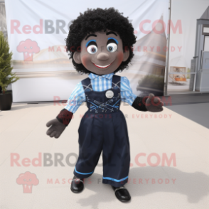 Black Irish Dancer mascot costume character dressed with a Chambray Shirt and Pocket squares