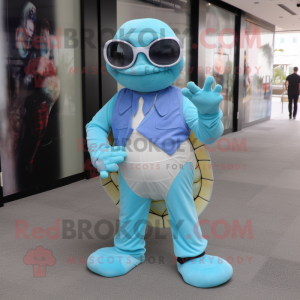 Sky Blue Sea Turtle maskot...
