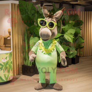 Olive Donkey mascot costume character dressed with a Swimwear and Sunglasses