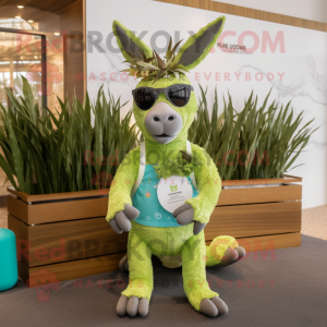 Olive Donkey mascot costume character dressed with a Swimwear and Sunglasses
