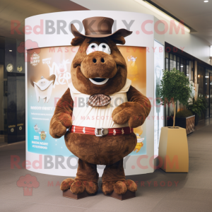 Brown Steak mascot costume character dressed with a Maxi Dress and Pocket squares