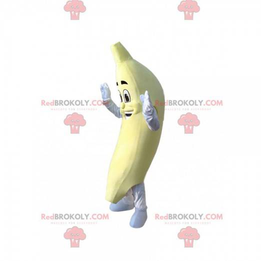 Sorridente mascotte di banana. Costume da banana -