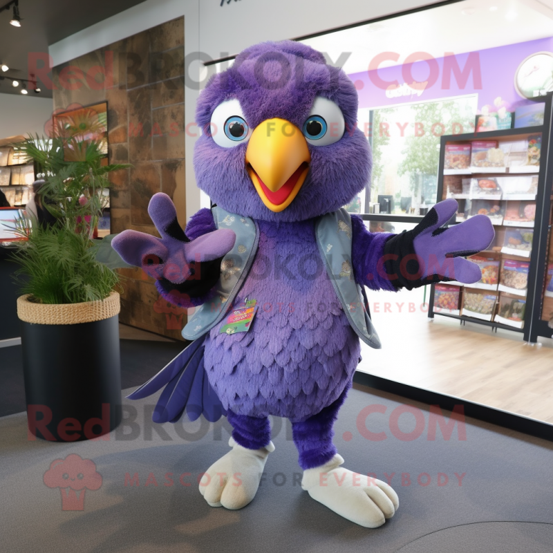 Lavender Parrot mascot costume character dressed with a Leggings and Mittens Lavender Parrot mascot costume character dressed with a Leggings and Mittens