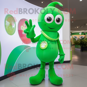 Green Engagement Ring mascot costume character dressed with a Playsuit and Gloves