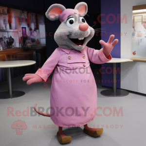 Pink Ratatouille mascot costume character dressed with a A-Line Dress and Cufflinks