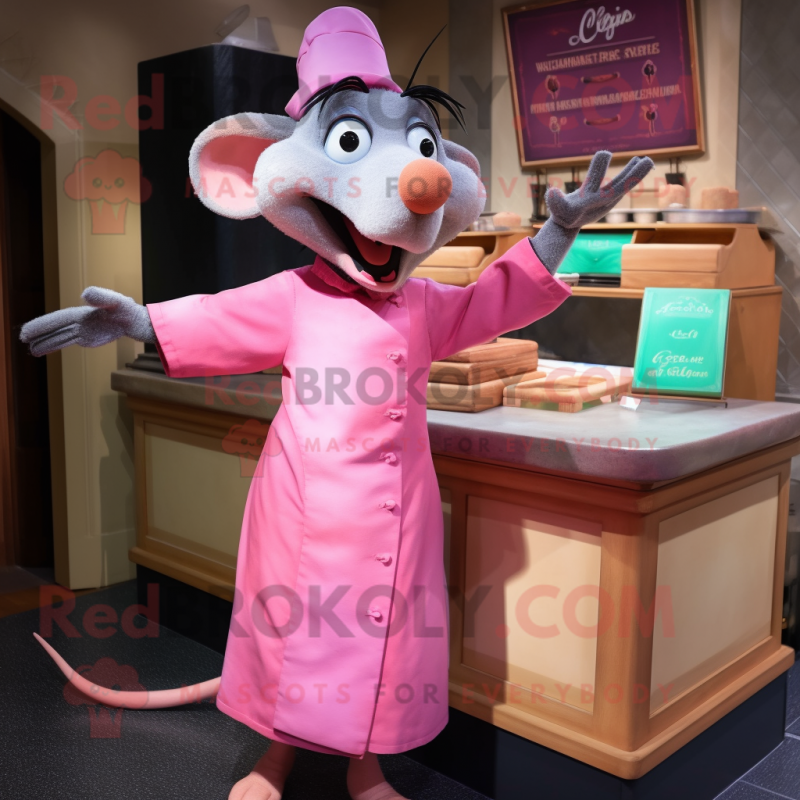 Pink Ratatouille mascot costume character dressed with a A-Line Dress and Cufflinks