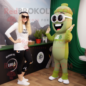 Olive Fried Calamari mascot costume character dressed with a Yoga Pants and Sunglasses