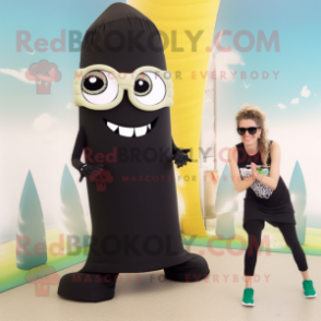 Olive Fried Calamari mascot costume character dressed with a Yoga Pants and Sunglasses