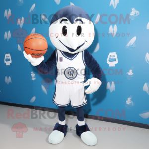 Navy Basketball Ball mascot costume character dressed with a Bermuda Shorts and Cummerbunds